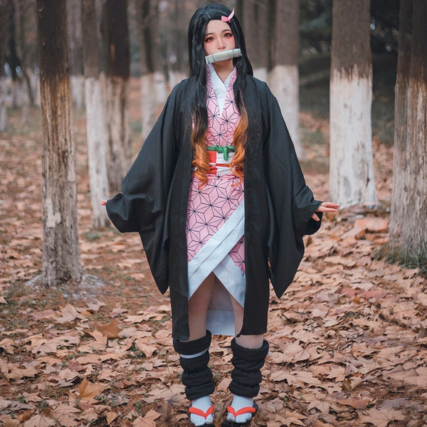 Anime Demon Slayer:Kimetsu No Yaiba Figures Kamado Nezuko Cosplay Costume Japanese Kimono Costume